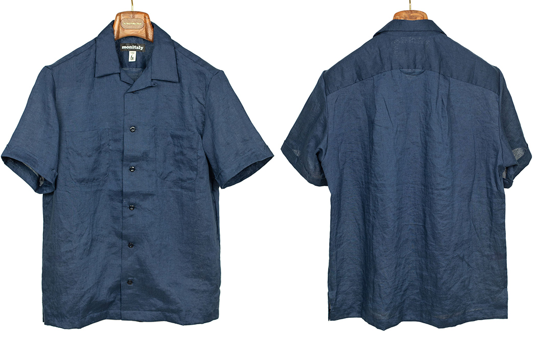 Linen-Short-Sleeved-Shirts---Five-Plus-One-4)-Monitaly-Vacation-Camp-Collar-Shirt-in-Navy-Linen