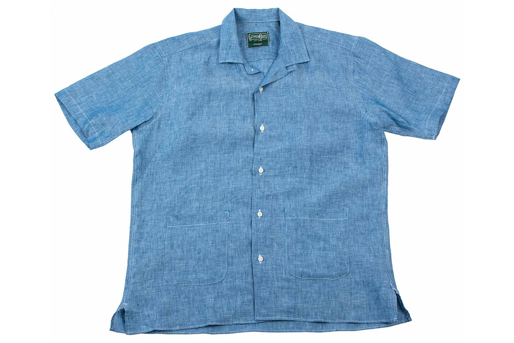 Linen-Short-Sleeved-Shirts---Five-Plus-One-5)-Gitman-Vintage-Bros-Chambray-Linen-Beach-Shirt