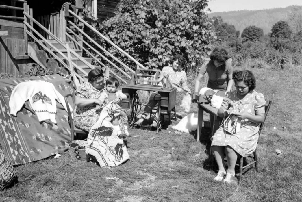 Native-Heritage-In-Each-Yarn---An-Introduction-To-Cowichan-Knitting Indian Sweater Making by The Charlie Family. 1946. Image I-27571, courtesy of the Royal BC Museum and Archives.