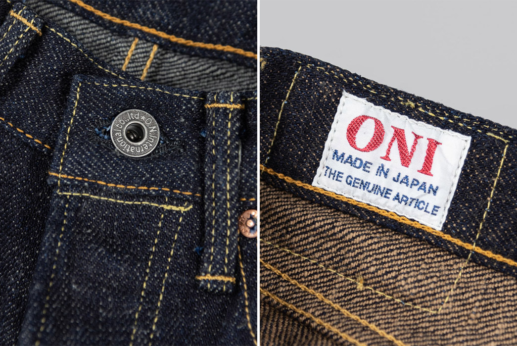 ONI-Celebrates-20th-Anniversary-With-'Olive-Ish-Grey'-&-'Mocha'-Weft-Denims-front-button-and-backe-inside-label
