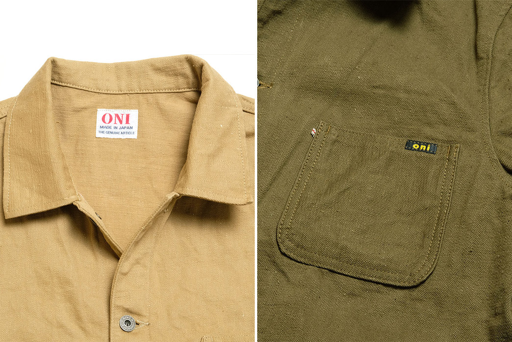ONI's-Coveralls-Are-Almost-Are-Almost-As-Slubby-As-Its-Denim-collar-ocher-and-dark olive-pocket