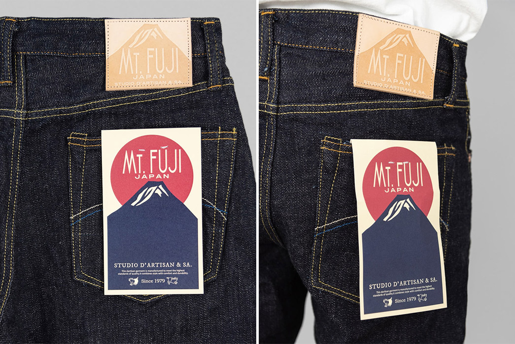 Reach-New-Selvedge-Peaks-With-Studio-D'Artisan's-D1838-Mount-Fuji-Jeans-back-label-and-back-label-model