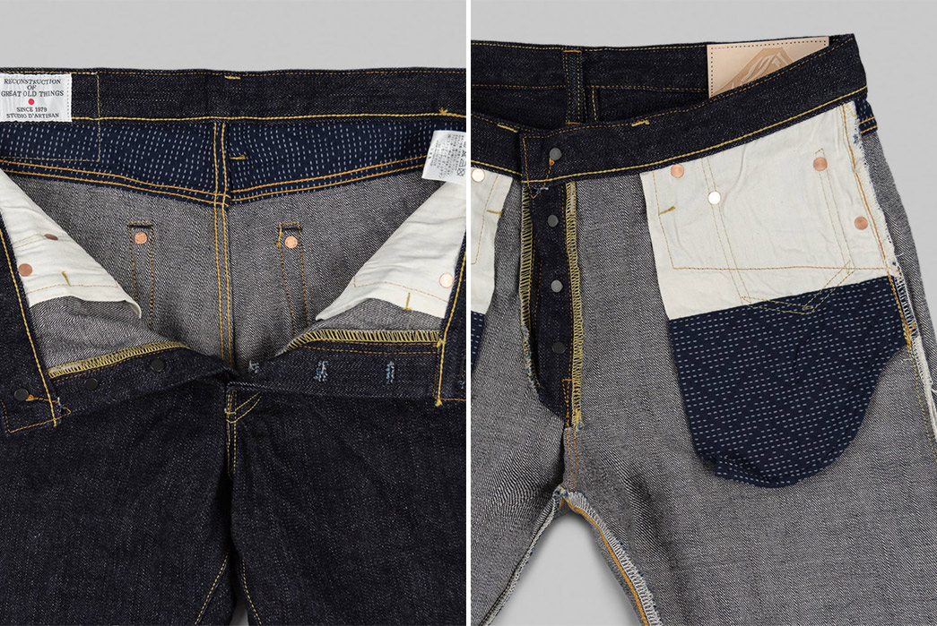 Reach-New-Selvedge-Peaks-With-Studio-D'Artisan's-D1838-Mount-Fuji-Jeans-front-open-and-insides