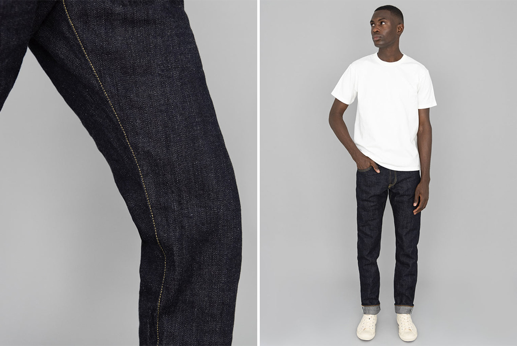 Reach-New-Selvedge-Peaks-With-Studio-D'Artisan's-D1838-Mount-Fuji-Jeans-model-leg-and-model-front
