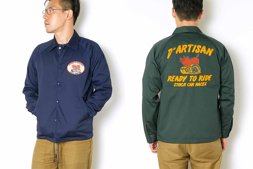Studio-D'Artisan-Keeps-The-Great-Graphics-Comin'-With-Its-Stock-Car-Races-Coach-Jacket-model-front-blue-and-back-green
