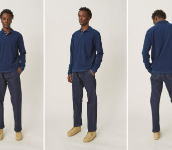 This-Corridor-NYC-Polo-Is-The-Ultimate-Indigo-Infused-Smart-Casual-Essential-model-front-side-back