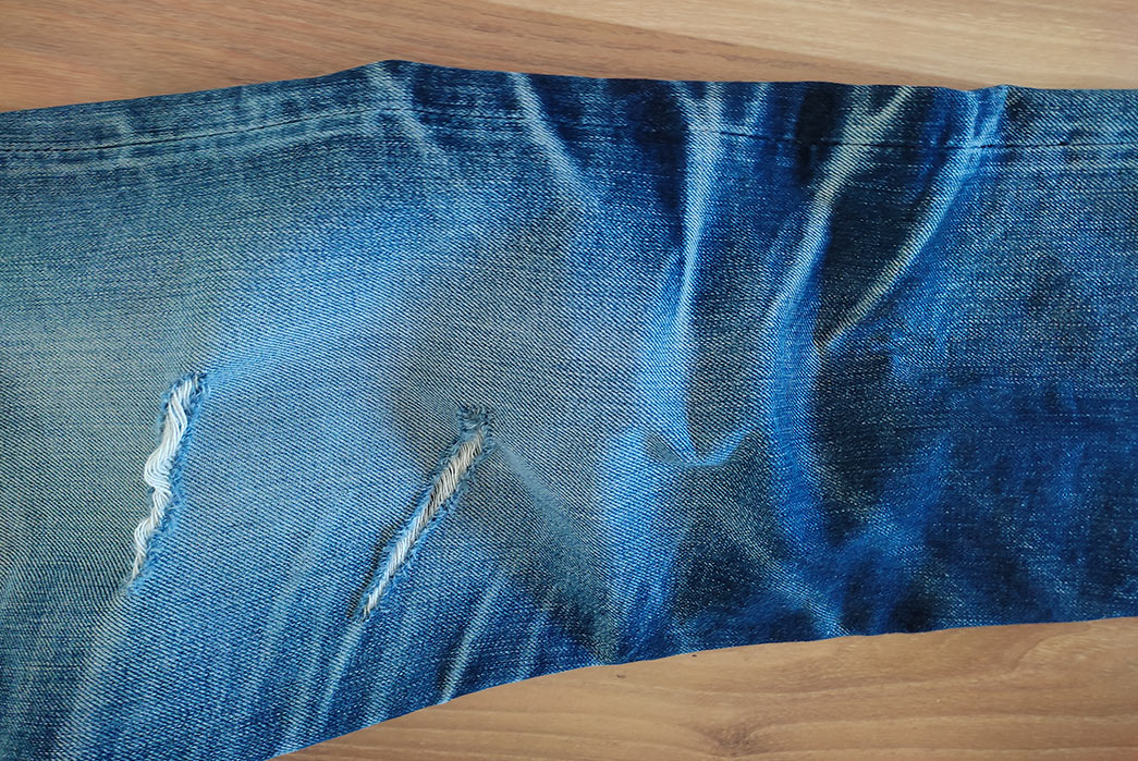 Fade-Friday---Route-Blue-Jeans-Unknown-Model-(5.5-Years,-1-Wash,-3-Soaks)-front-left-leg