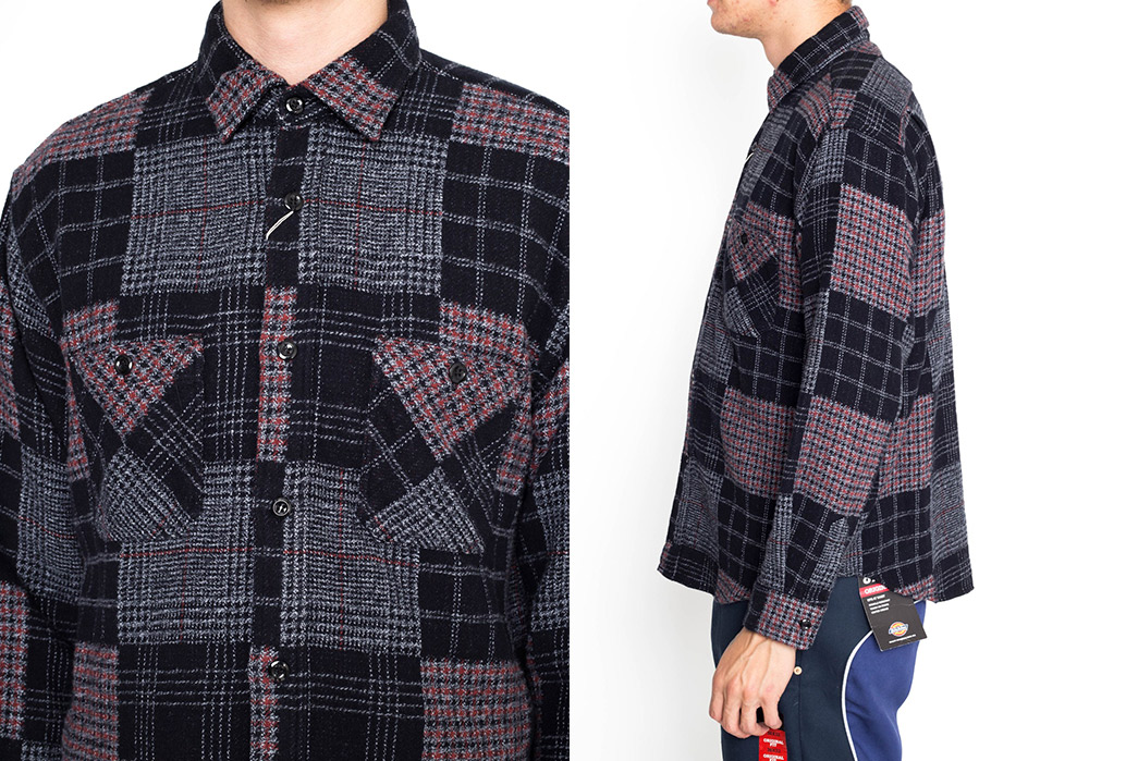 Sugar-Cane-Brought-Back-Its-Patchwork-Check-Work-Shirt-model-front-and-side
