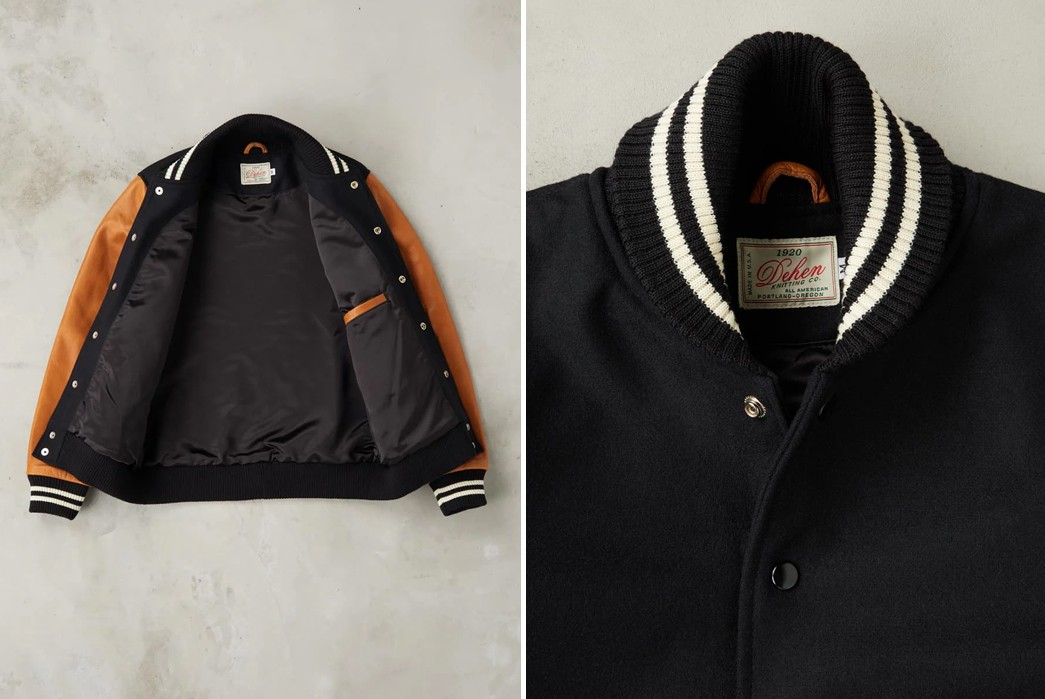 Suit Up For Fall In Dehen 1920's Black Melton & Rust Varsity