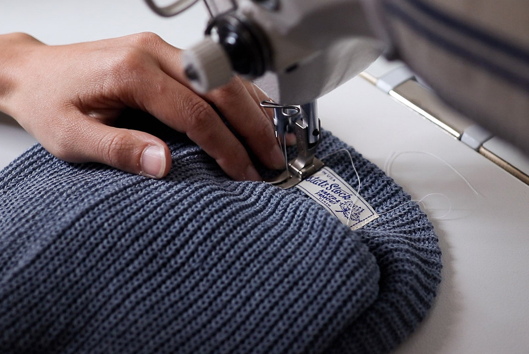 Upstate-Stock-Teams-Up-With-Naked-&-Famous-For-Recycled-Denim-Watch-Caps-seaming-machine
