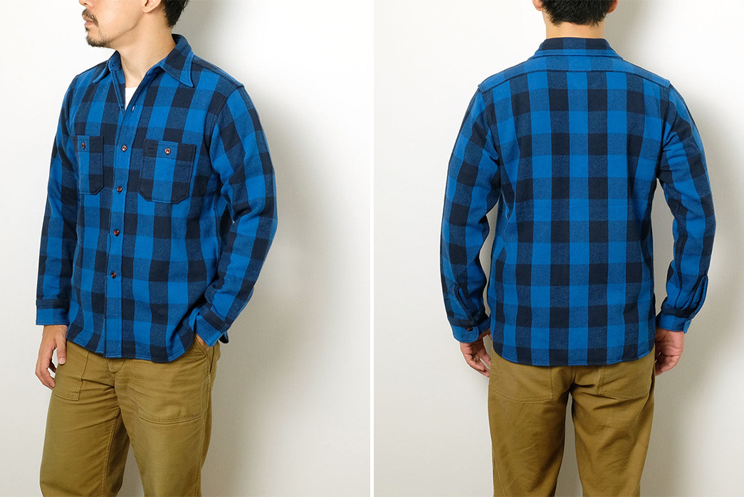 Warehouse-&-Co.-Dropped-Two-Archetypal-Buffalo-Check-Shirts-For-Fall-model-blue-front-back
