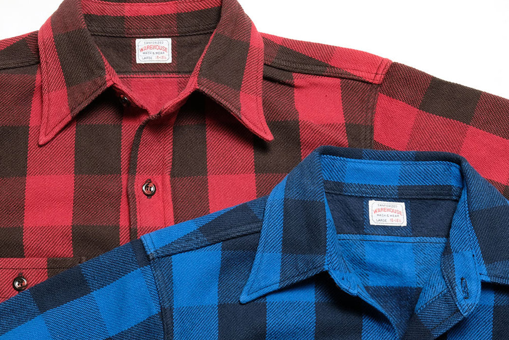 Warehouse-&-Co.-Dropped-Two-Archetypal-Buffalo-Check-Shirts-For-Fall-red-and-blue-fronts