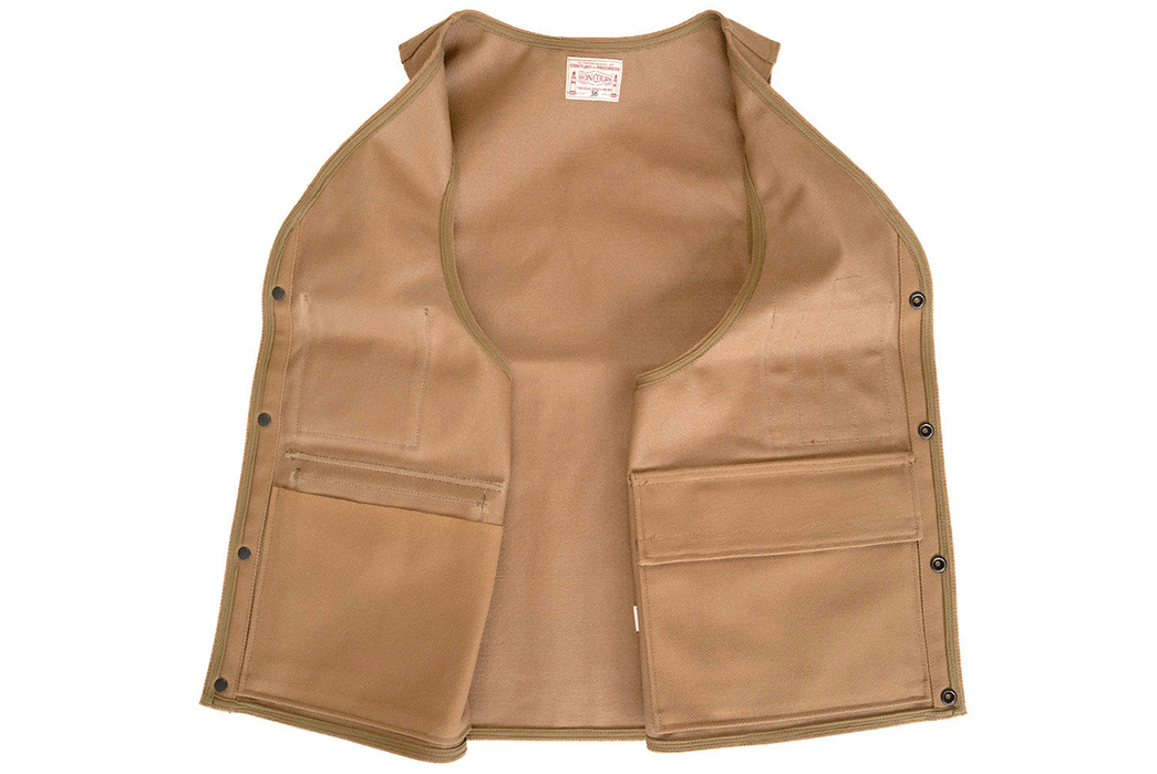 Boncoura-Collabed-With-Corlection-For-Heavyweight-Duck-Canvas-Vest-front-open