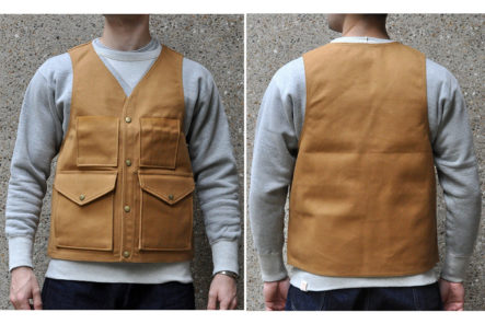 Boncoura-Collabed-With-Corlection-For-Heavyweight-Duck-Canvas-Vest-model-front-back