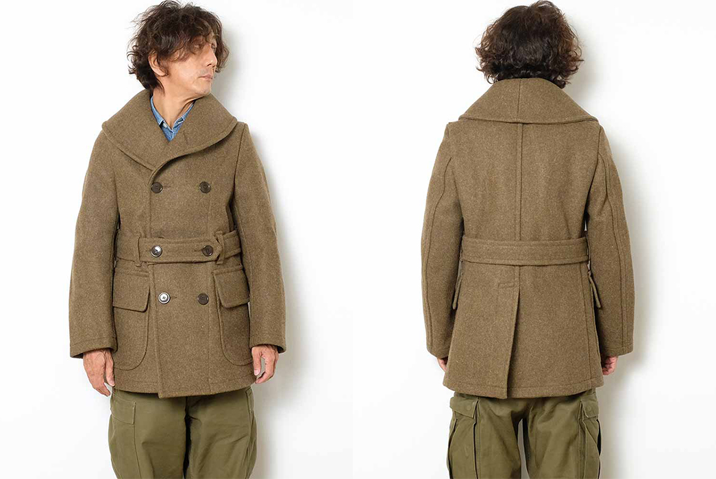 Buzz-Rickson's-Reproduces-Us-Army-M-1926-Melton-Wool-Overcoat-model-front-back