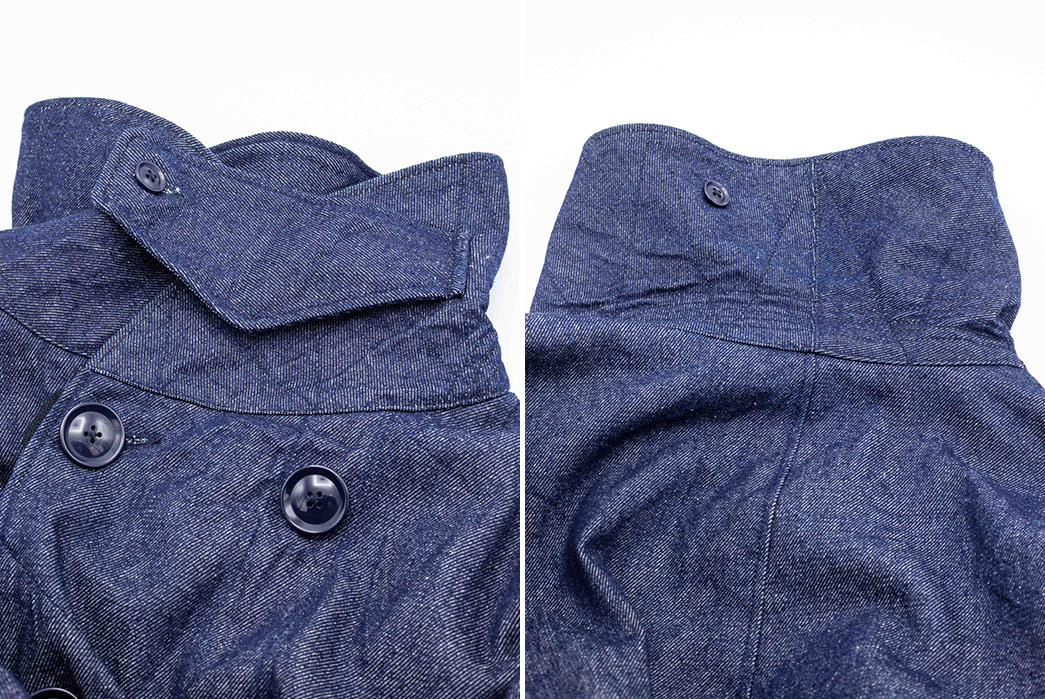 Engineered-Garments-Made-A-12-Oz.-Denim-Peacoat-front-back-collar