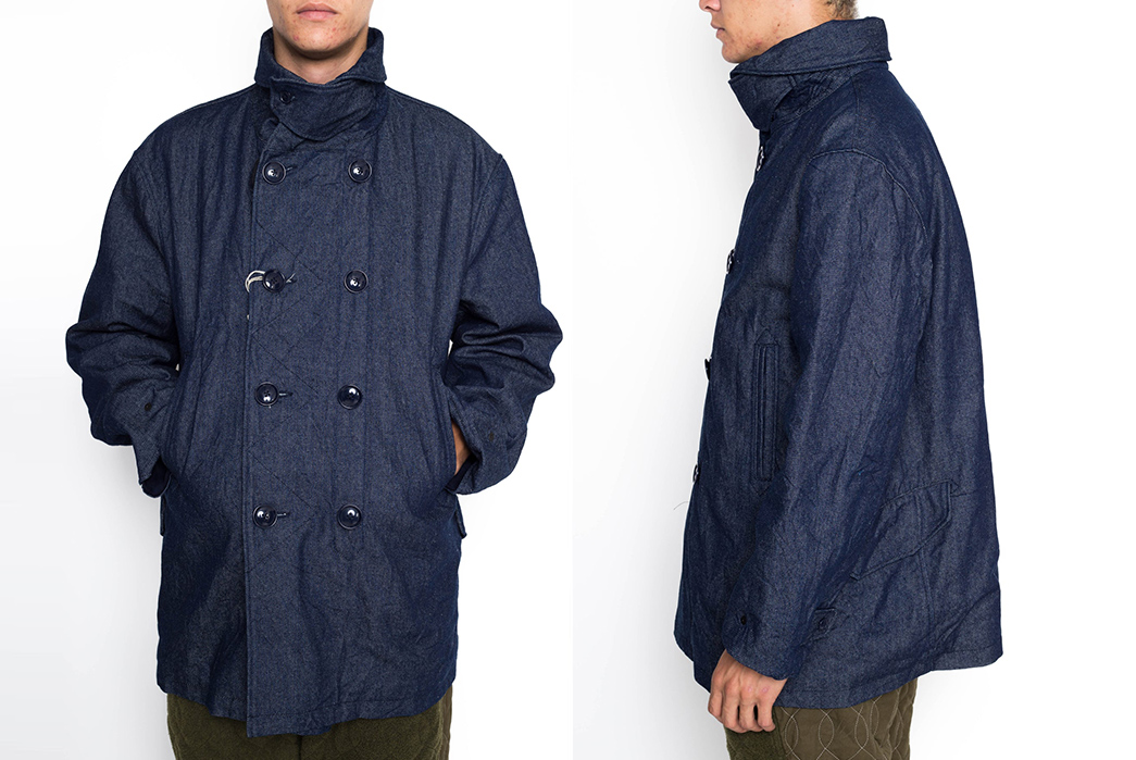 Engineered-Garments-Made-A-12-Oz.-Denim-Peacoat-model-front-side