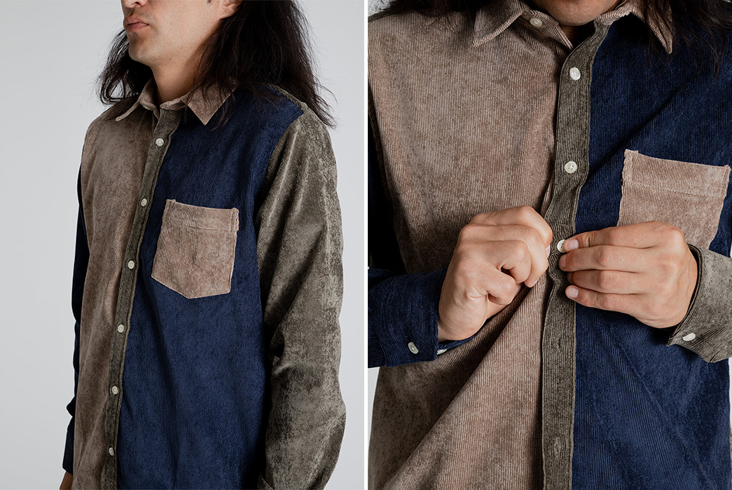 Go-To-Ground-With-Foret's-Latest-Corduroy-Shirt-model-front-detailed