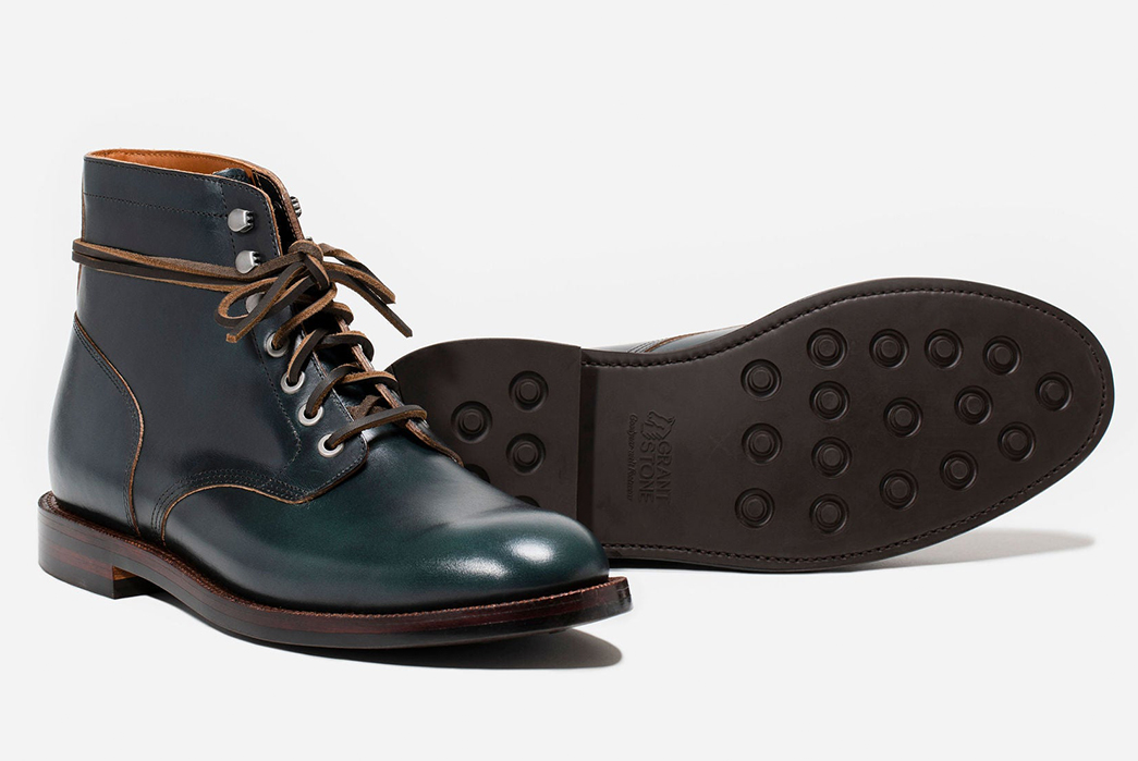 Navy-Leather-Boots---Five-Plus-One 1) Grant Stone: Diesel Boot in Navy Chromexcel