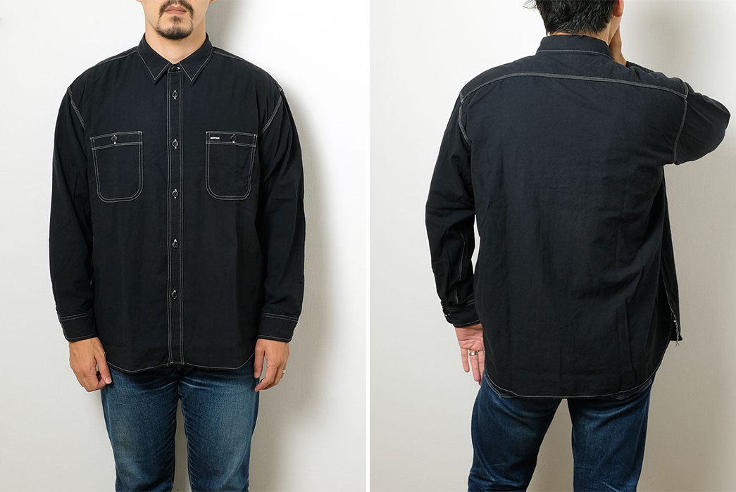 The-Burgus-Plus-Beta-Chambray-Is-Wide-Fitting-model-front-and-back