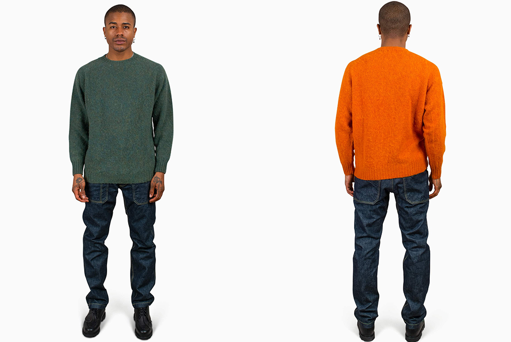 Lost-&-Found-Made-Its-Own-Shaggy-Dog-Sweaters-model-green-and-orange