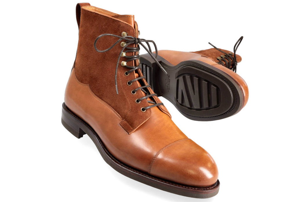 Multicolored-Leather-Boots---Five-Plus-One-2)-Carmina-Work-Boots-in-Bourbon-Cordovan-Polo-Suede