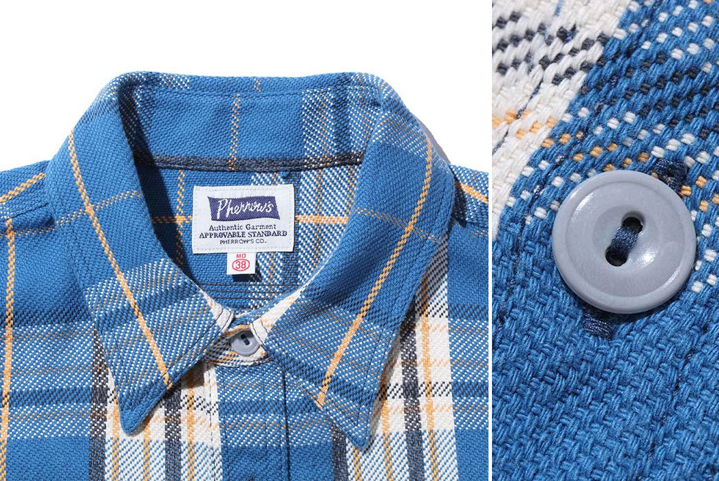 Pherrow's-Checks-Into-Winter-With-Two-New-Heavy-Duty-Check-Shirts-blue-collar-and-button