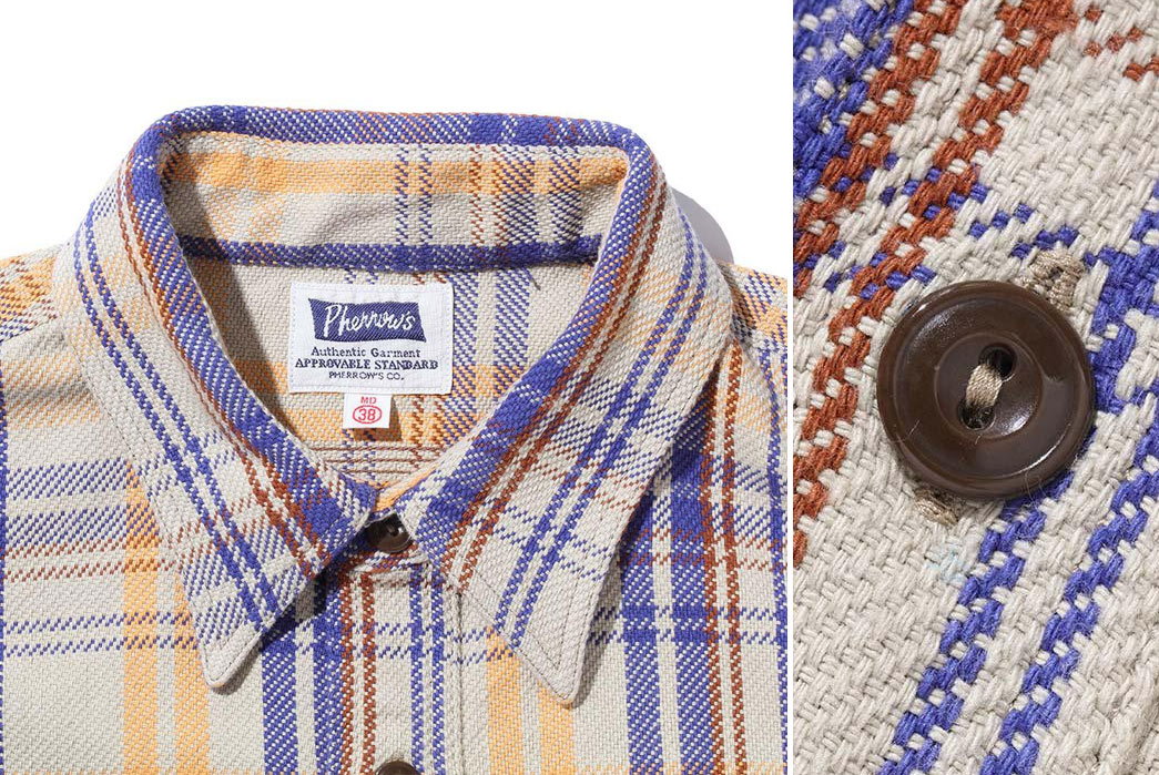 Pherrow's-Checks-Into-Winter-With-Two-New-Heavy-Duty-Check-Shirts-light-collar-and-button