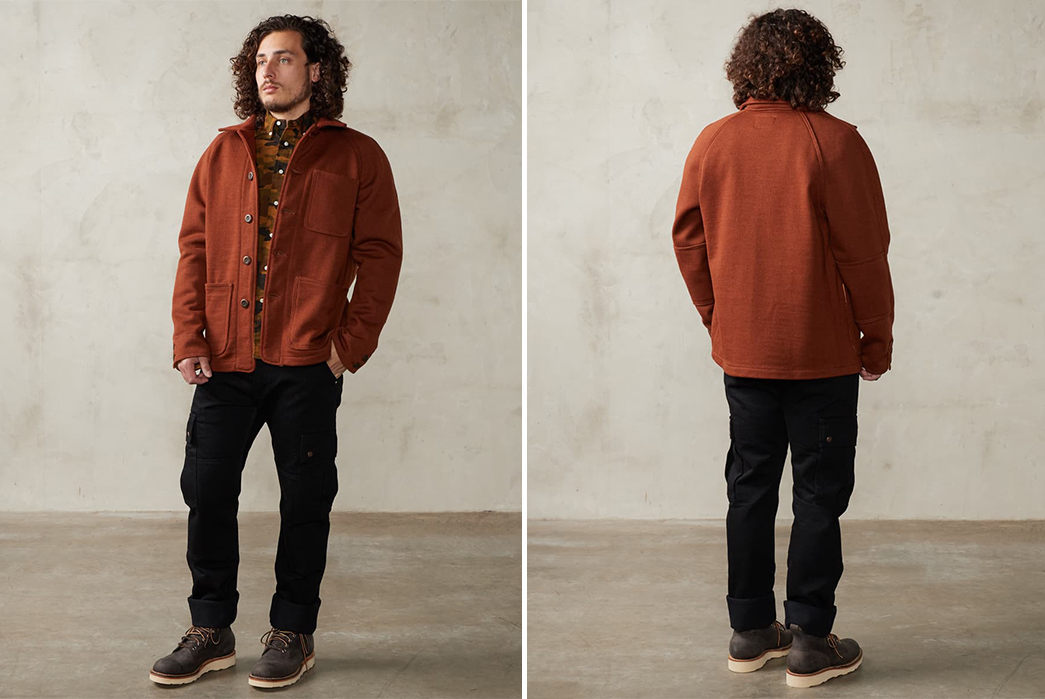 The-Dehen-x-Division-Road-Tobacco-Knit-Chore-Coat-Is-Smokin'-model-front-back