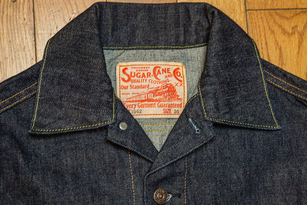 The-Sugar-Cane-1962-Denim-Jacket-Is-a-Repro-Of-The-Very-First-Type-III-front-collar