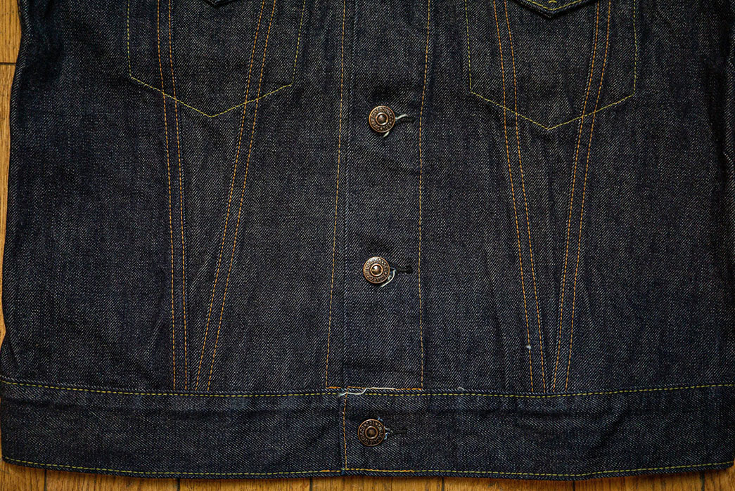 The-Sugar-Cane-1962-Denim-Jacket-Is-a-Repro-Of-The-Very-First-Type-III-front-down