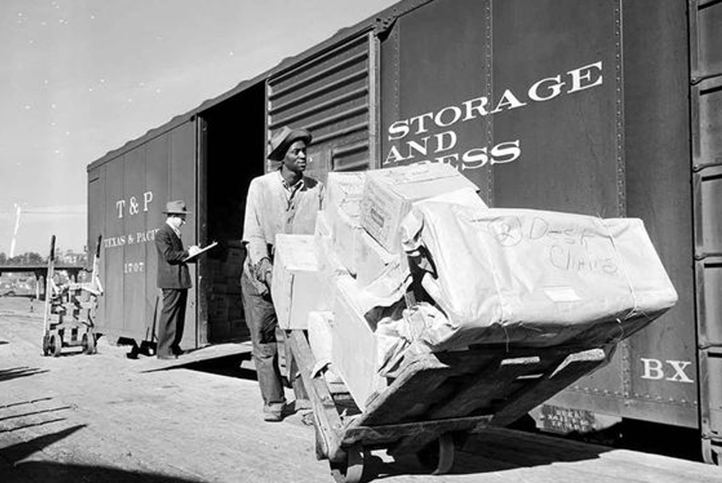 Beyond-The-Tracks---How-Railroading-Impacted-American-Workwear-Pt.-2-Unloading-a-boxcar-in-1946.-It-was-in-a-similar-setting-that-Bob-Switzer-suffered-the-injury-which-eventually-led-him-to-research-fluorescent