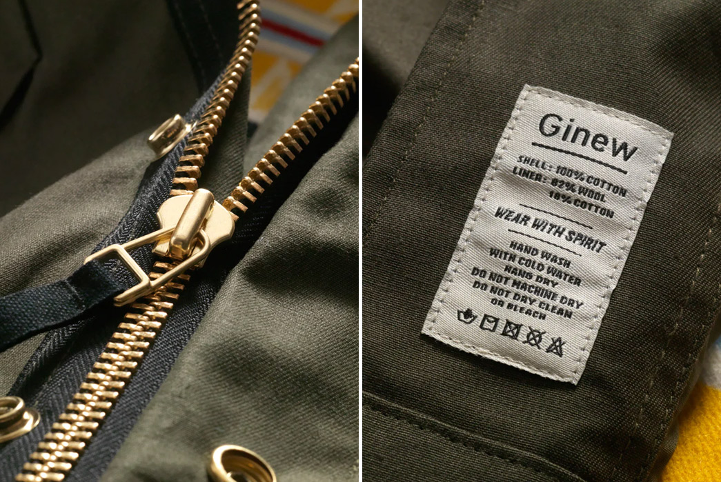 Ginew's-Field-Coat-Is-Two-Jackets-In-One-zipper-and-label