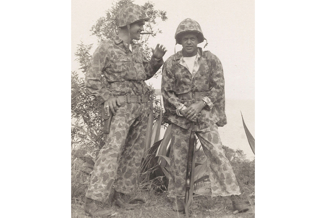 Pacific-War-USCM-Uniforms---Monkey-Pants,-Frogskin,-&-HBT-Galore-Image-via-Uniforms-of-WWII