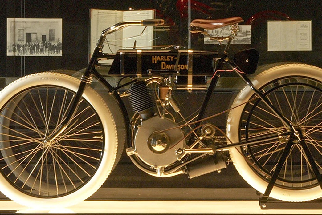 The-Gentleman-Biker-Workwear-That-May-Revitalize-a-Subculture-The-oldest-surviving-Harley-known-to-exist-is-a-1903-Model-1.-Off-white-tires-on-early-autos-