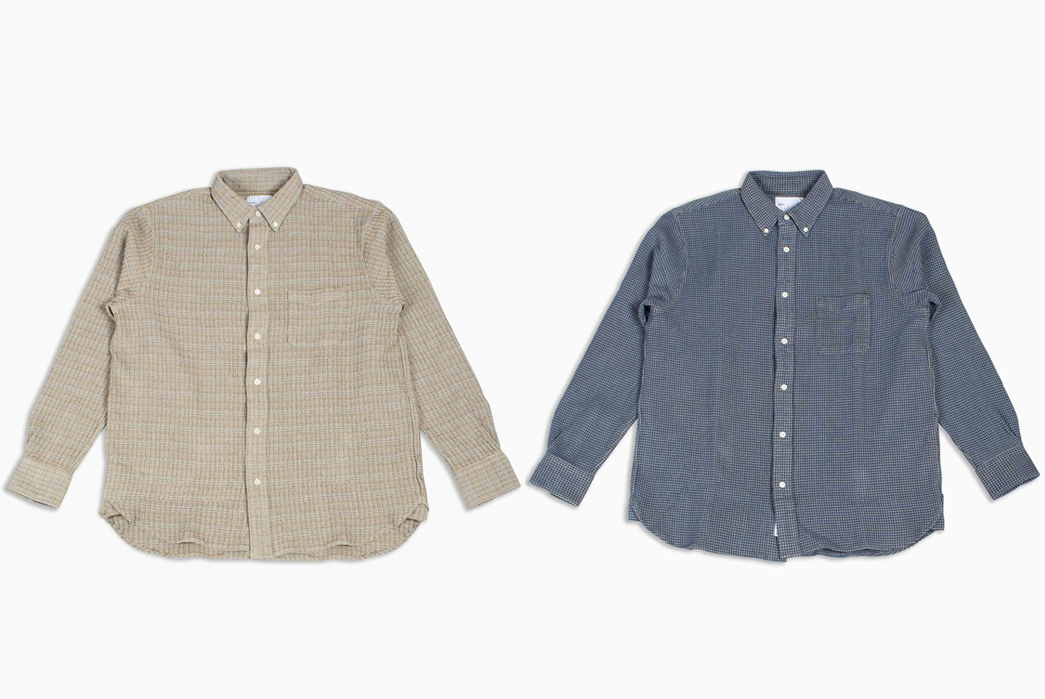 Waffle-On-in-Adsum's-Premium-BD-Waffle-Shirt-fronts-tan-and-blue