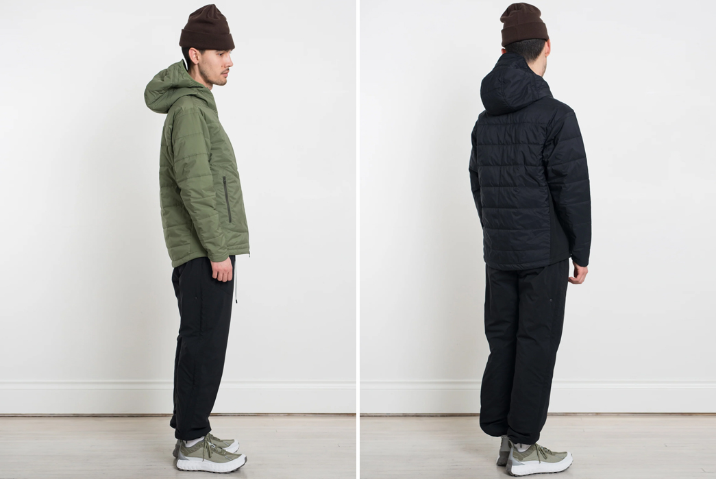CAYL's-Karuishi-Hybrid-Jacket-Could-Be-the-Perfect-Transitional-Companion-model-side-green-and--back-dark-navy
