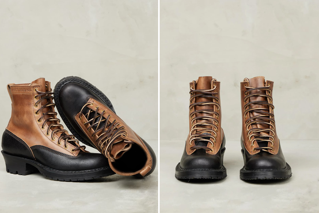 Get-To-Fellin'-With-Division-Road's-Exclusive-White's-LTT-Logger-Boots-pair-top-and-pair-front-black