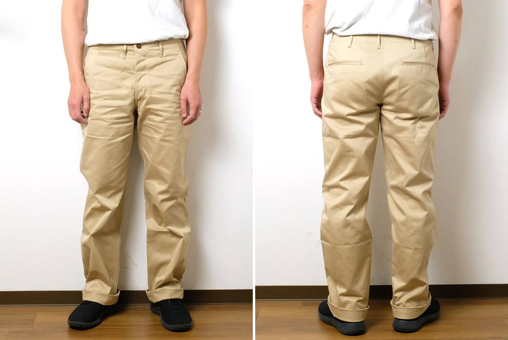 Warehouse-&-Co.s-Lot-1082-Chinos-Are-a-Wardrobe-Staple-model-front-back