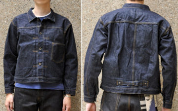 Japan-Blue's-14.8-oz.-WWII-Denim-Jacket-Has-a-T-Back-Design-model-front-back
