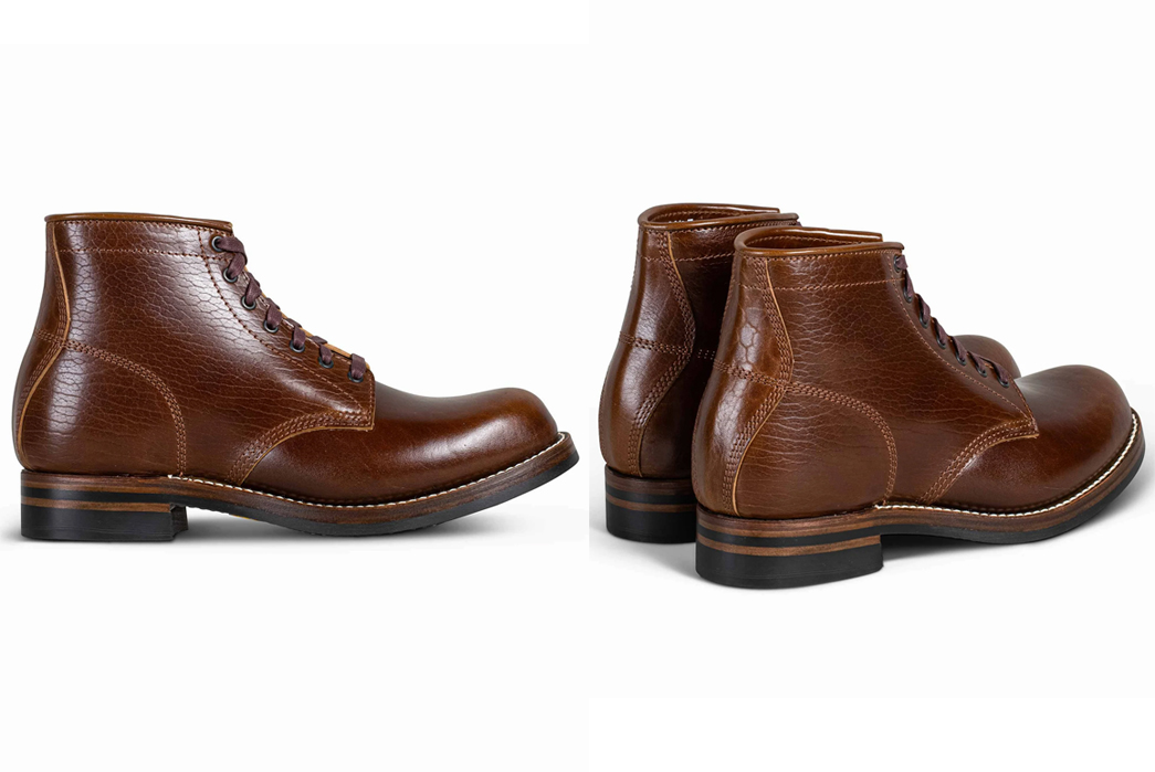 John-Lofgren's-Shinki-Horsebutt-Ludlow-Boots-Are-Inspired-by-a-USN-Legend-brown-single-and-pair
