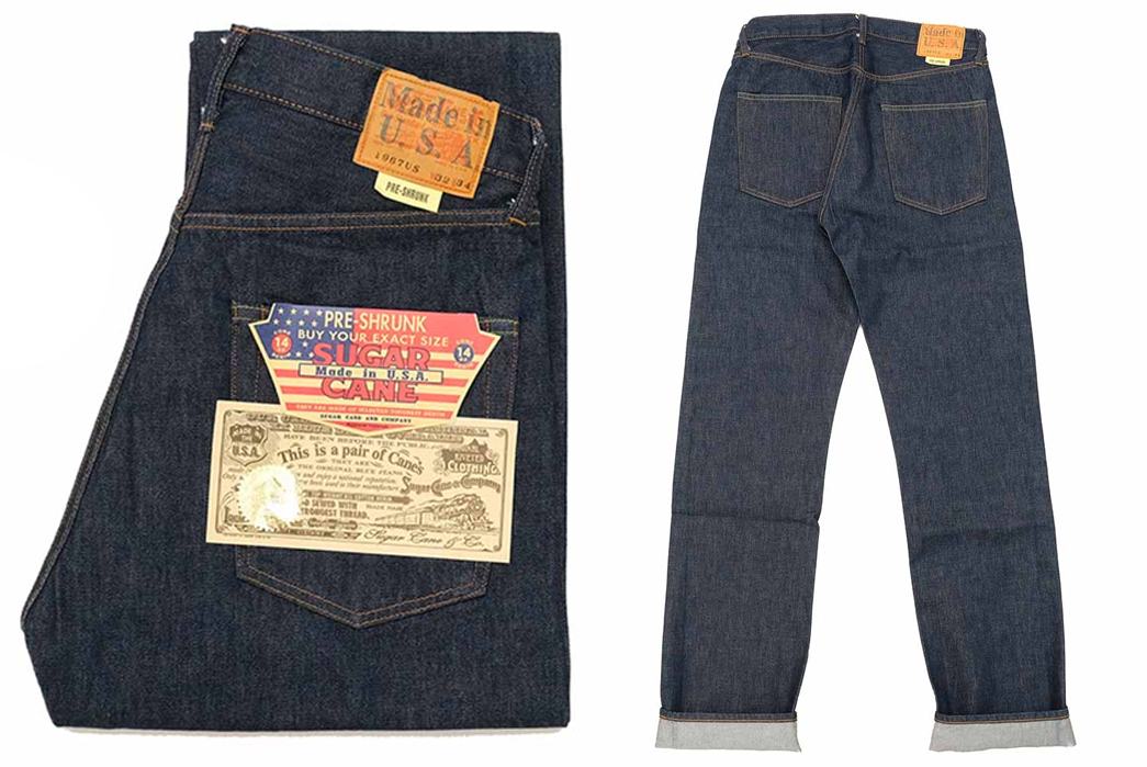 Sugar-Cane-Renders-Two-Archetypal-1960s-Silhouettes-in-N.O.S.-Cone-Mills-Selvedge-Denim-folded-pants-and-back