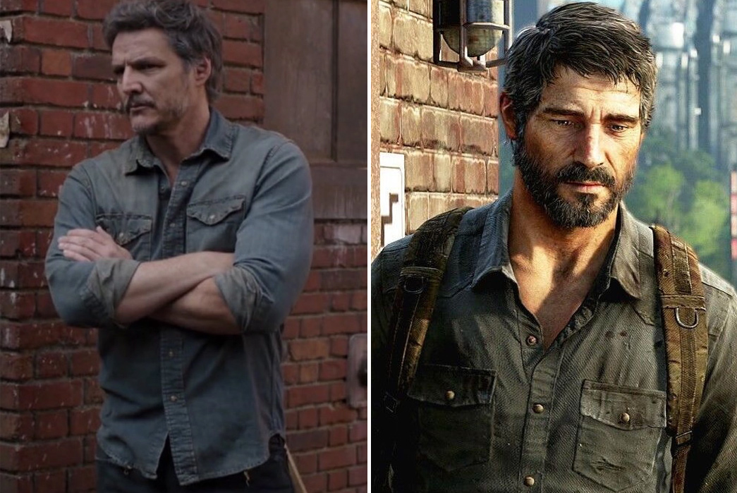 Working-Title---The-Last-of-Us-Joel's-Western-Shirt-in-the-series-vs-the-game.-Images-via-HBO-(left)-and-Naughty-Dog-(right)