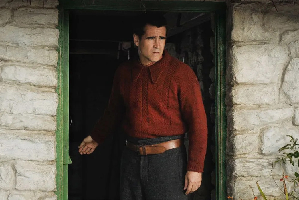 Working-Titles---The-Banshees-of-Inisherin-Padraic-in-his-red-collared-sweater.-Image-via-Searchlight-Pictures.