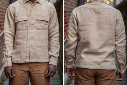3sixteen-Made-its-Camp-Shirt-from-Hand-Loomed-Herringbone-Twill-Model-front-and-back