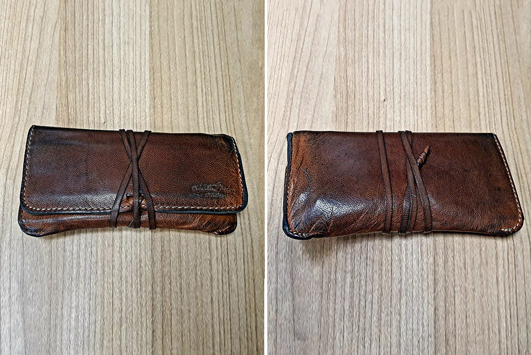 Fade-Friday---Gusti-Leather-Co.-Tobacco-Pouch-(2-Years)-Front-and-back-folded