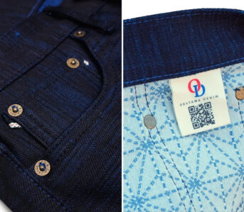 Heddels+ Giveaway - Okayama Denim x Japan Blue ODJB001 18oz. Sapphire Slub Selvedge Jeans pocket and inside details