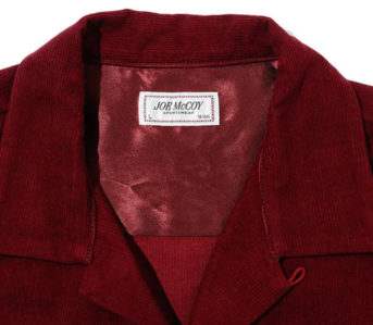 The-Real-McCoy's-Corduroy-Open-Collar-Shirts-Burgundy-Front-Details