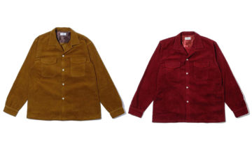 The-Real-McCoy's-Corduroy-Open-Collar-Shirts-Mustard-and-Burgundy