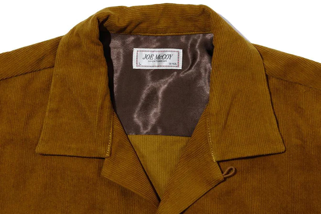 The-Real-McCoy's-Corduroy-Open-Collar-Shirts-Mustard-Front-Details